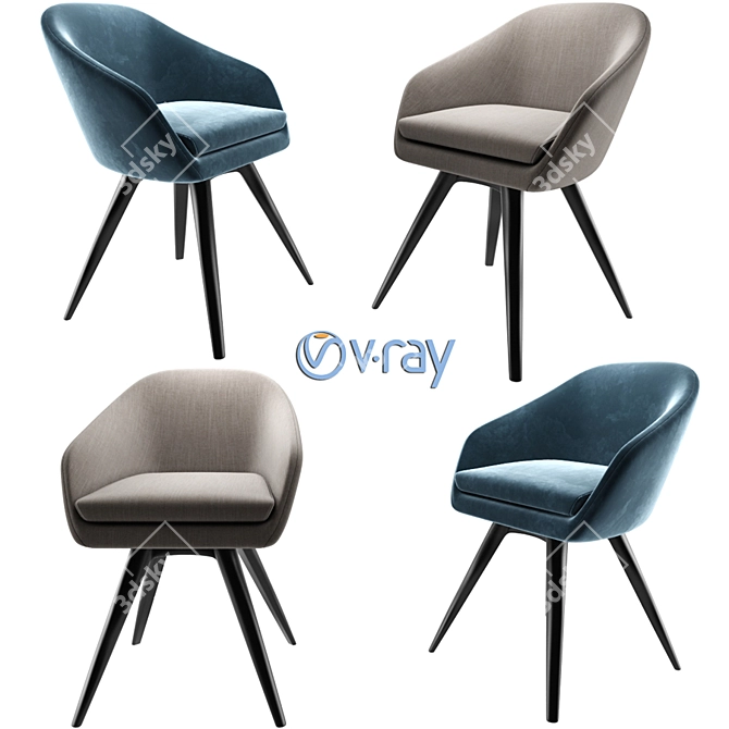 Elegant Steel Swivel Chair 3D model image 1