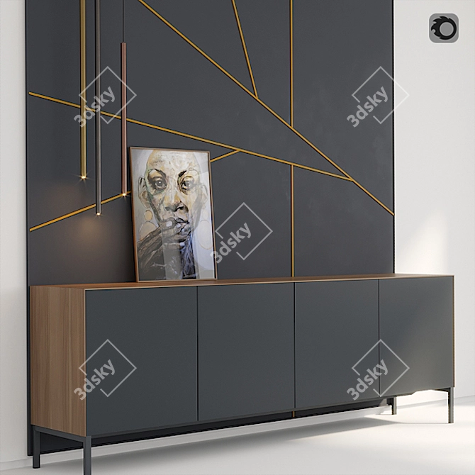 Modern Sideboard with Integrated Lighting 3D model image 1