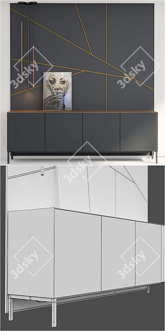 Modern Sideboard with Integrated Lighting 3D model image 3