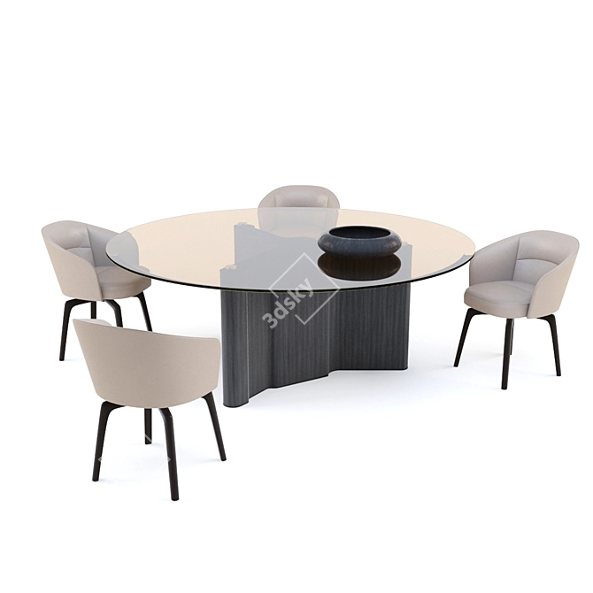 Elegant Lou Table & Amelie Chair 3D model image 2