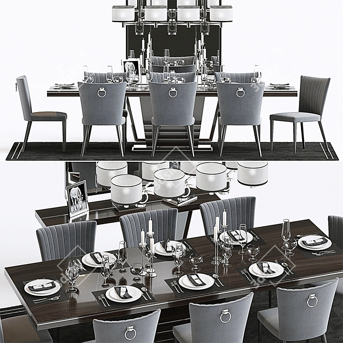 Elegant Home Set: Milady Chair, Langham Table, Sabine Chandelier 3D model image 1