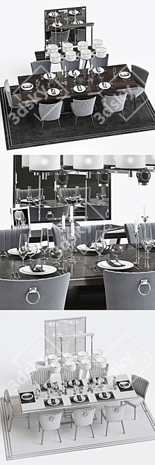 Elegant Home Set: Milady Chair, Langham Table, Sabine Chandelier 3D model image 2