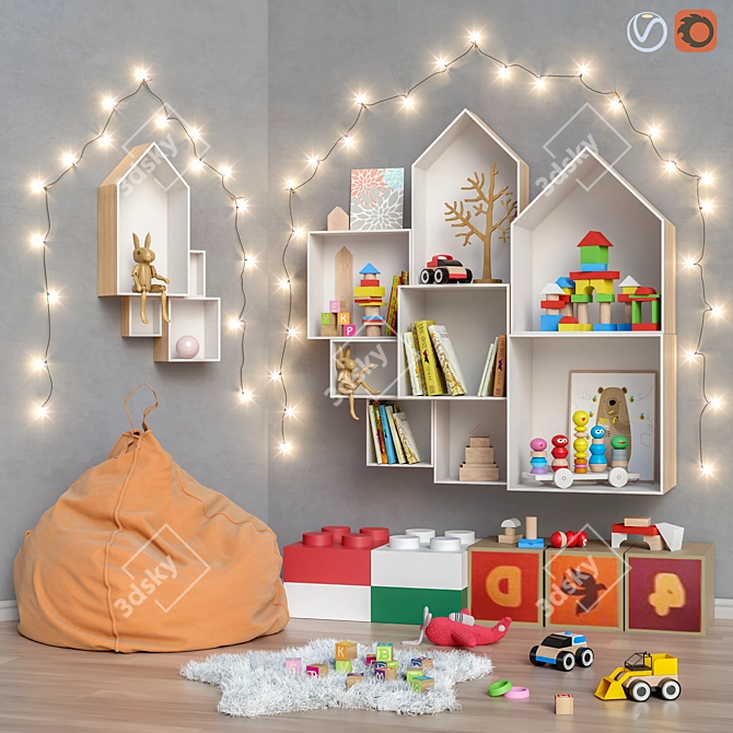 Kids Furniture and Toy Set 3D model image 1