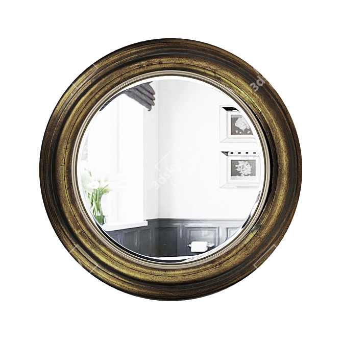 Vintage Round Shabby-Chic Mirror 3D model image 1