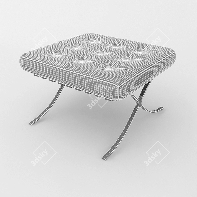 Barcelona Style Ottoman: Black Leather 3D model image 2