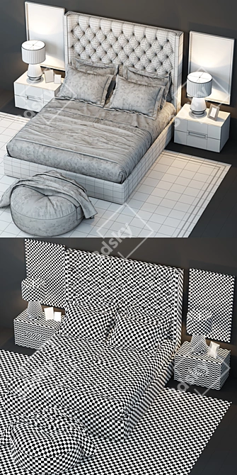 Luxury Zadie Tufted Bed: Elegant Restoration Hardware 3D model image 3