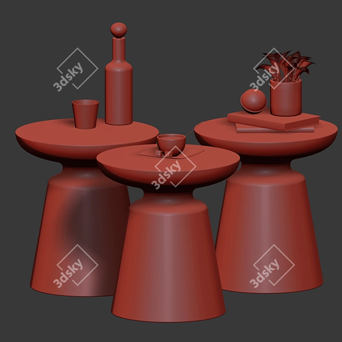 Modern Martini Coffee Tables Set 3D model image 2