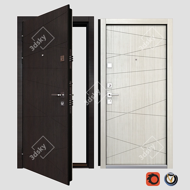 Monte Metal Entrance Door 900x2050mm 3D model image 1