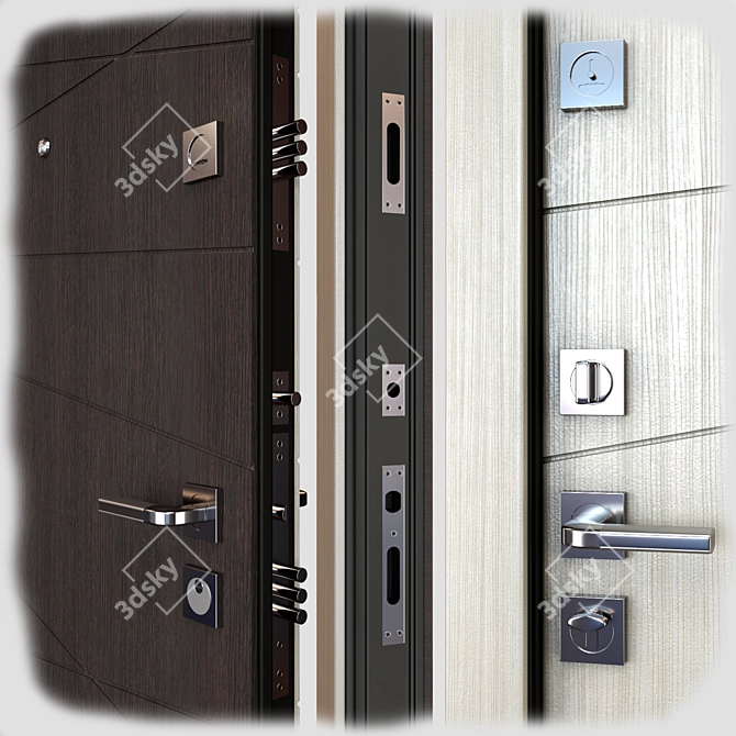 Monte Metal Entrance Door 900x2050mm 3D model image 2