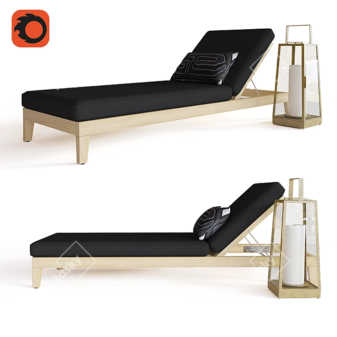 Teak Chaise: BALMAIN Luxury Lounger 3D model image 1