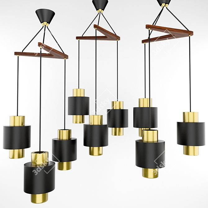 Sleek Bronze Multi Pendant 3D model image 1