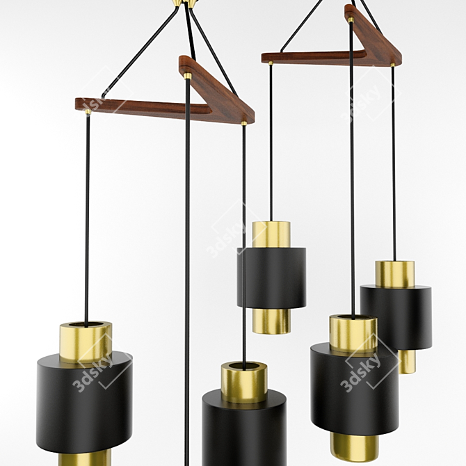 Sleek Bronze Multi Pendant 3D model image 2