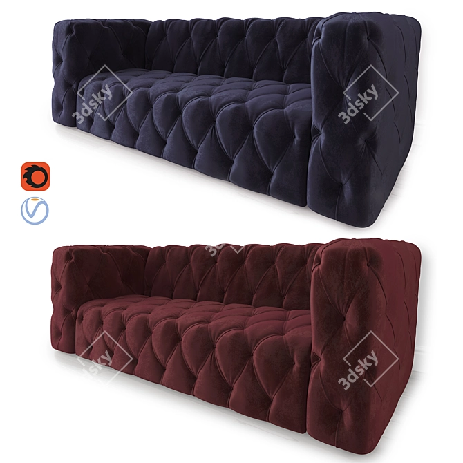 Luxurious Italian Style Capitone Sofa 3D model image 1