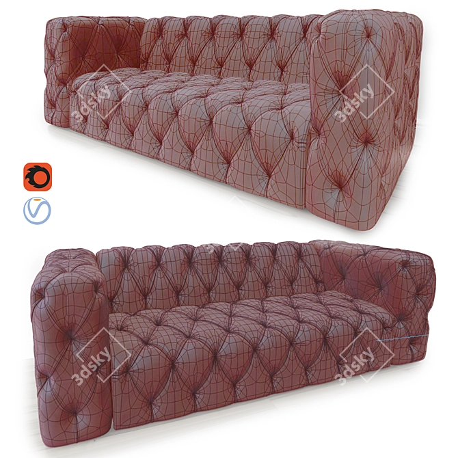 Luxurious Italian Style Capitone Sofa 3D model image 3