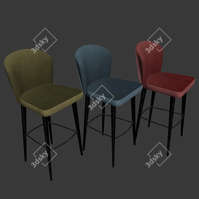 Elegant Minotti Aston Barstool 3D model image 2