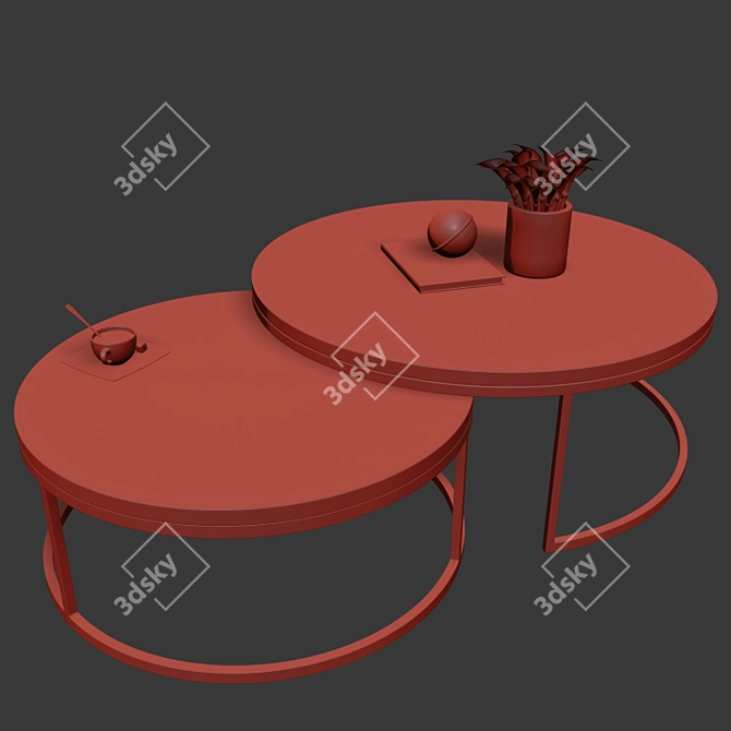 Malay Nested Coffee Tables 3D model image 2
