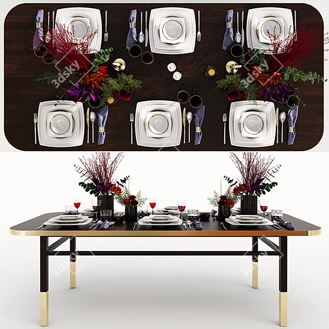 Jumbo Lucida Dining Set: Elegant, Functional, and Spacious 3D model image 1