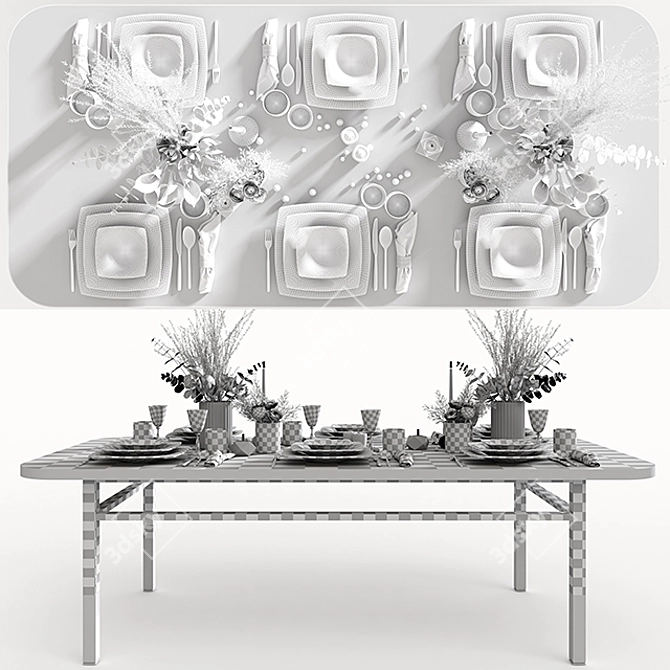 Jumbo Lucida Dining Set: Elegant, Functional, and Spacious 3D model image 3