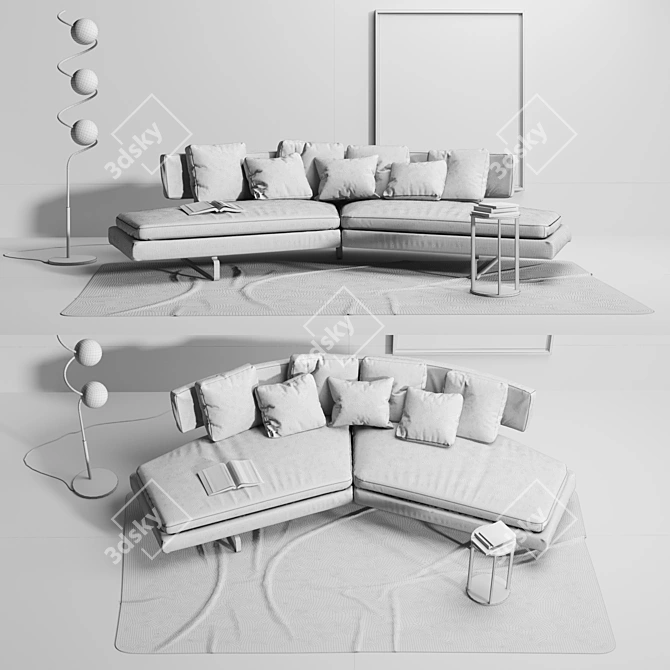 Modern Arne Sofa Set with Accessories 3D model image 3