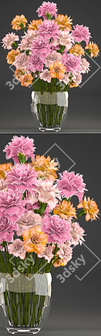 Spring Blooms: 10 Carnation Collection 3D model image 2