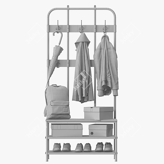 Elegant Pinnig Coat Rack: Stylish & Functional 3D model image 3