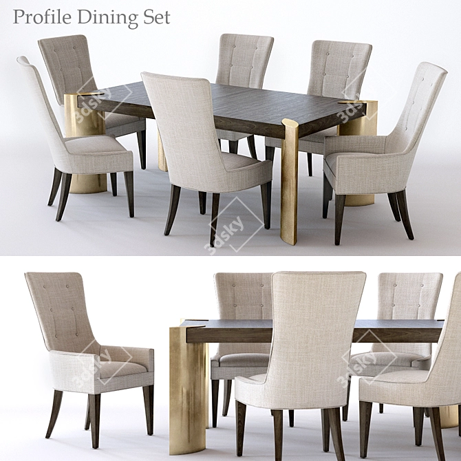 Elegant Bernhardt Profile Dining Set 3D model image 1