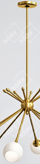 Mid-Century Modern 8-Light Brass Pendant 3D model image 2