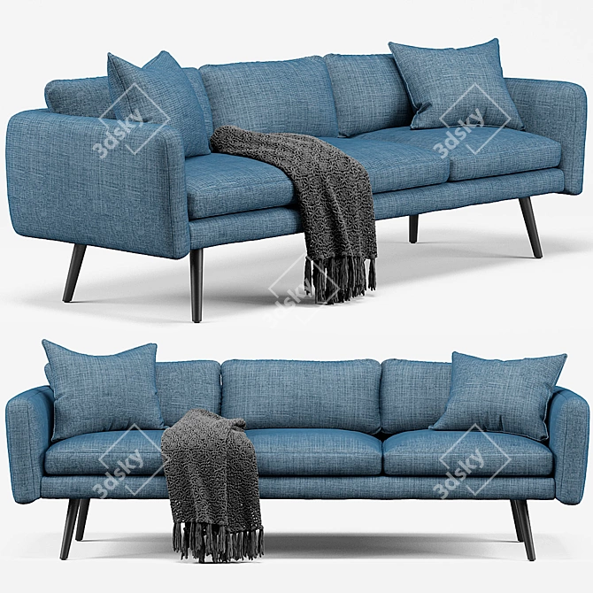 Modern Blue 3 Seater Sofa | Modani 3D model image 1