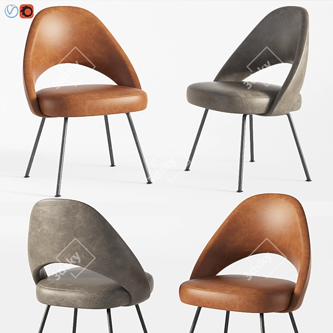 Sculptural Saarinen Armless Chair 3D model image 1