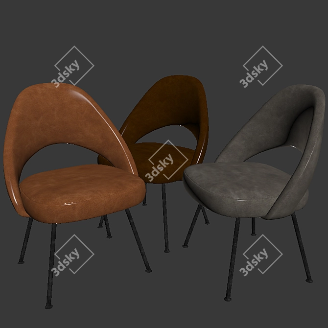 Sculptural Saarinen Armless Chair 3D model image 3