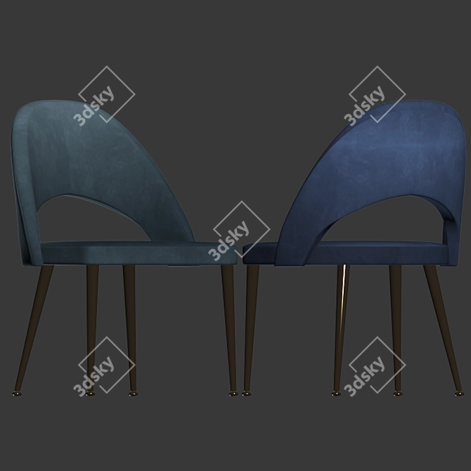 Gloria Blue Velvet Dining Chairs (Set of 2) 3D model image 3