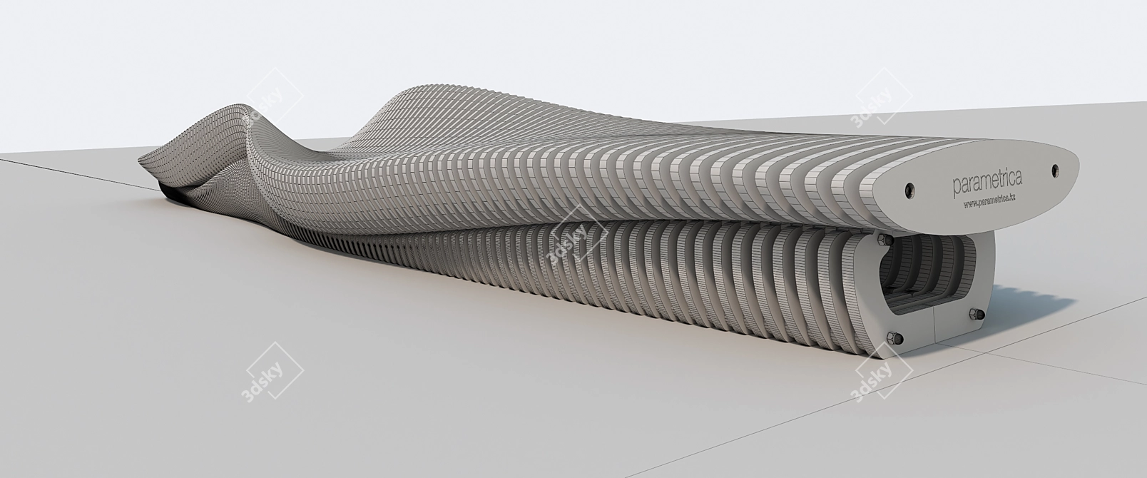 Parametrica Bench W-3.1: Versatile Outdoor & Indoor Seating 3D model image 3