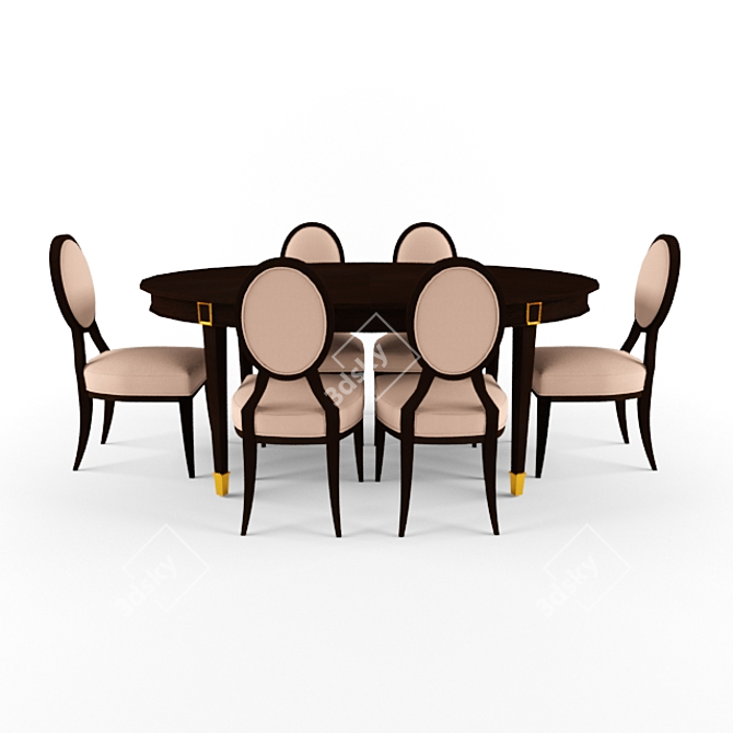 Modena Oval Dining Table Set 3D model image 2