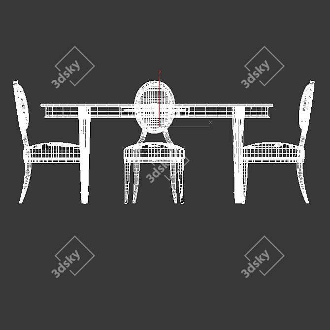 Modena Oval Dining Table Set 3D model image 3