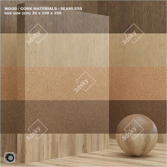 Seamless Wood and Cork Material Set 3D model image 1