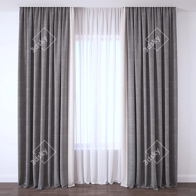 Elegant Sheer Curtain 3D model image 1