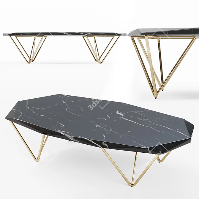 Elegant Marble Coffee Table 3D model image 1