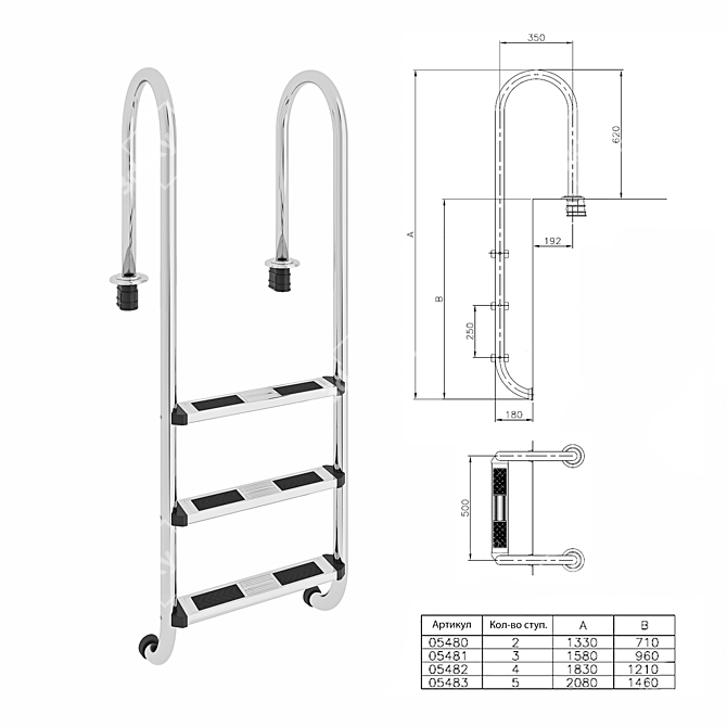 Stainless Steel Staircase Collection 3D model image 1