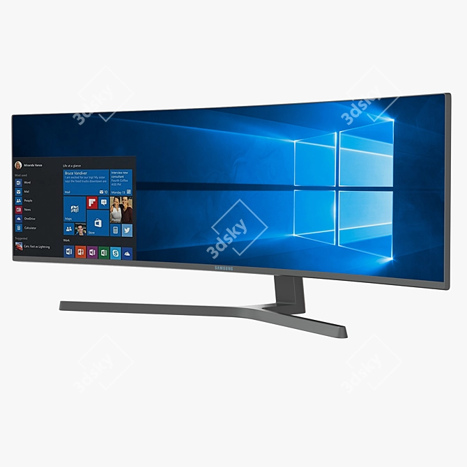 Immersive QLED Gaming Monitor 3D model image 1