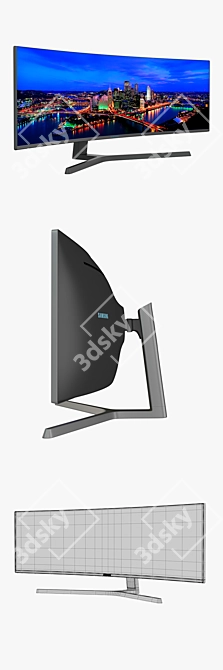 Immersive QLED Gaming Monitor 3D model image 3