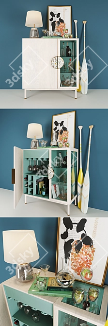 Sleek Perrie Bar Cabinet: Elegant and Functional 3D model image 2