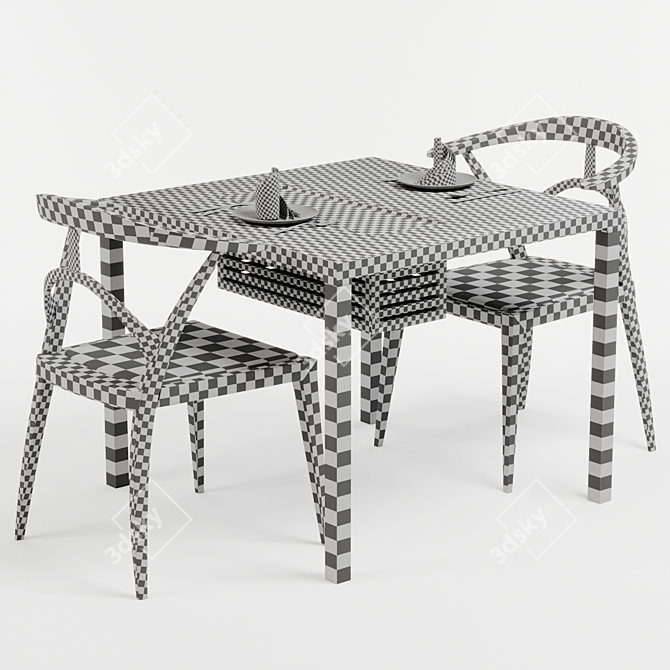 Elegant Dining Set: Chair & Table 3D model image 2