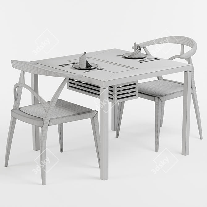 Elegant Dining Set: Chair & Table 3D model image 3