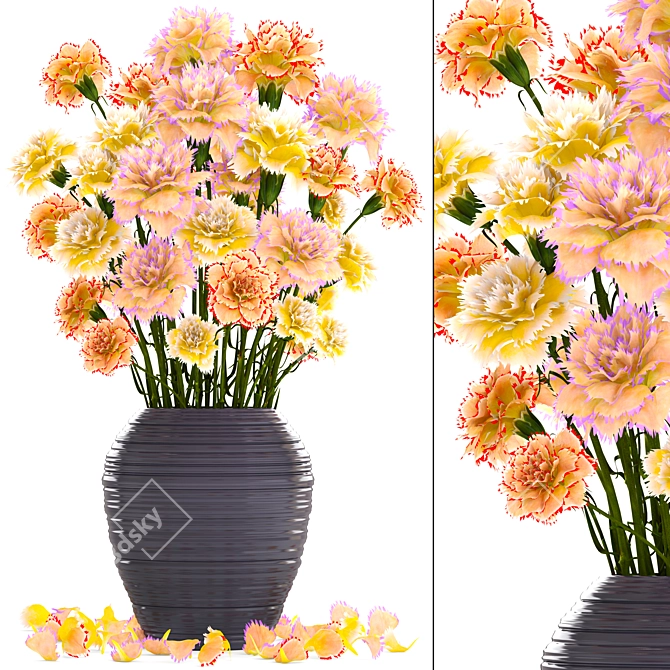 Yellow Carnation Bouquet 3D model image 1