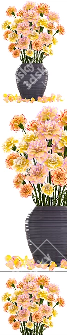 Yellow Carnation Bouquet 3D model image 2