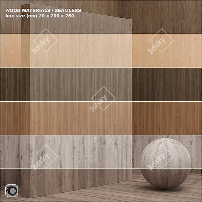 Seamless Wood Veneer Box Set 3D model image 1