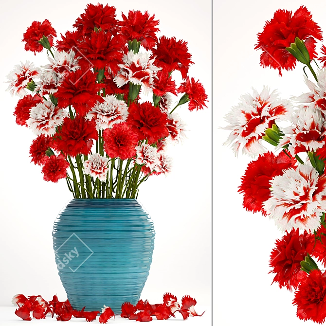 Carnation Bouquet: Stunning Red Flowers 3D model image 1