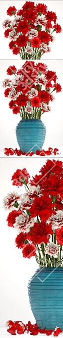 Carnation Bouquet: Stunning Red Flowers 3D model image 2