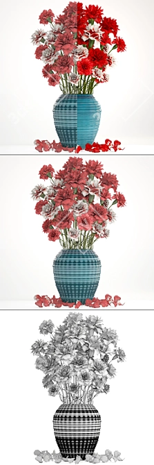 Carnation Bouquet: Stunning Red Flowers 3D model image 3