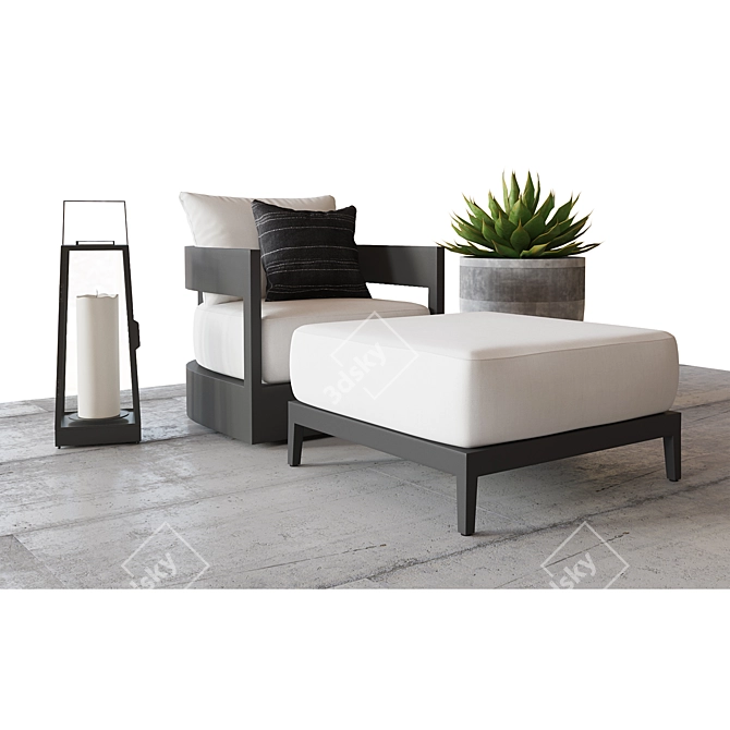 Balmain Aluminum Sofa Set 3D model image 2